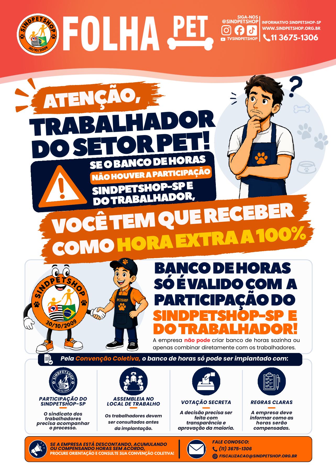 Capa do boletim Banco de horas: atenção, trabalhador do setor pet!