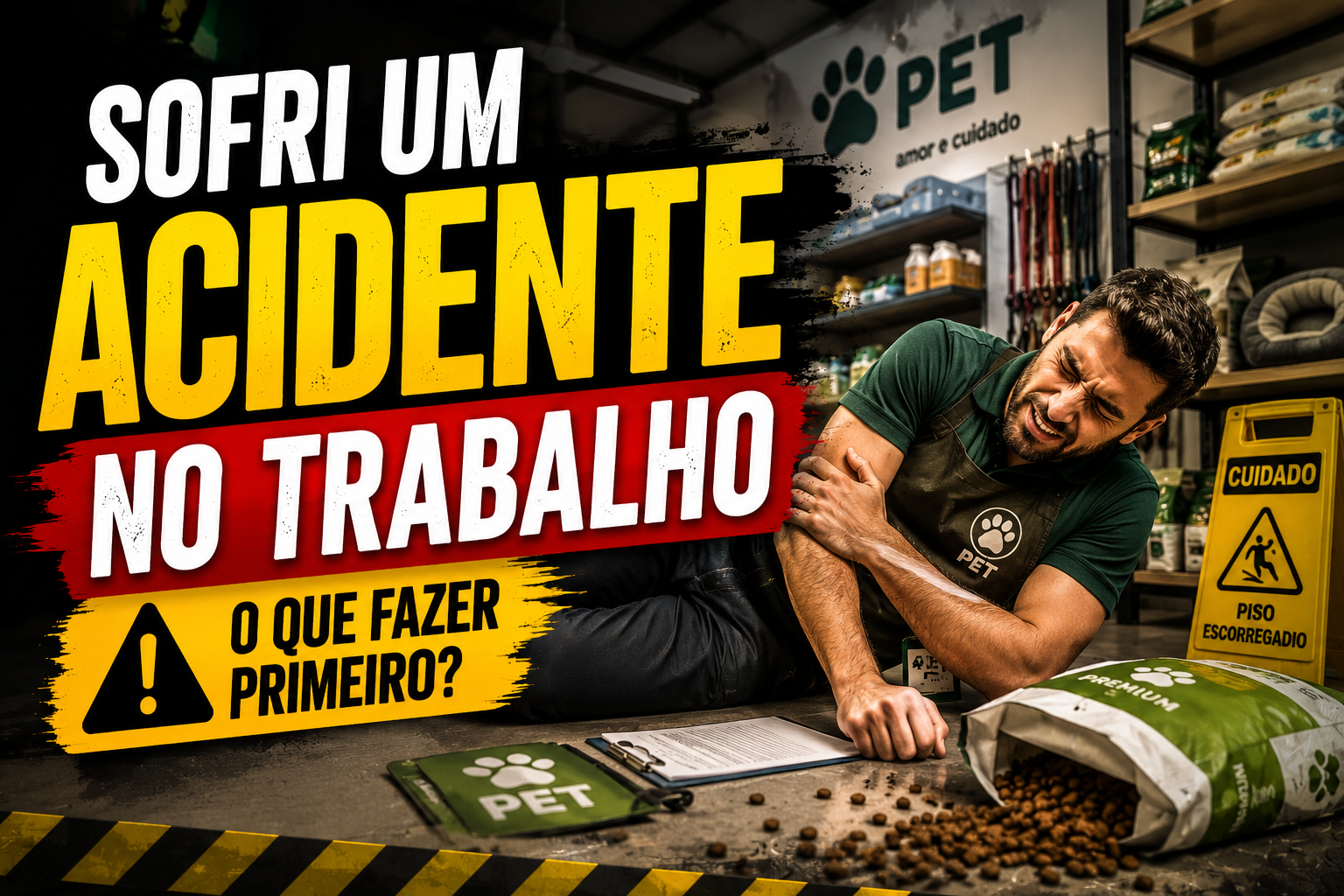 Orientação sobre acidente de trabalho, CAT e segurança no setor pet