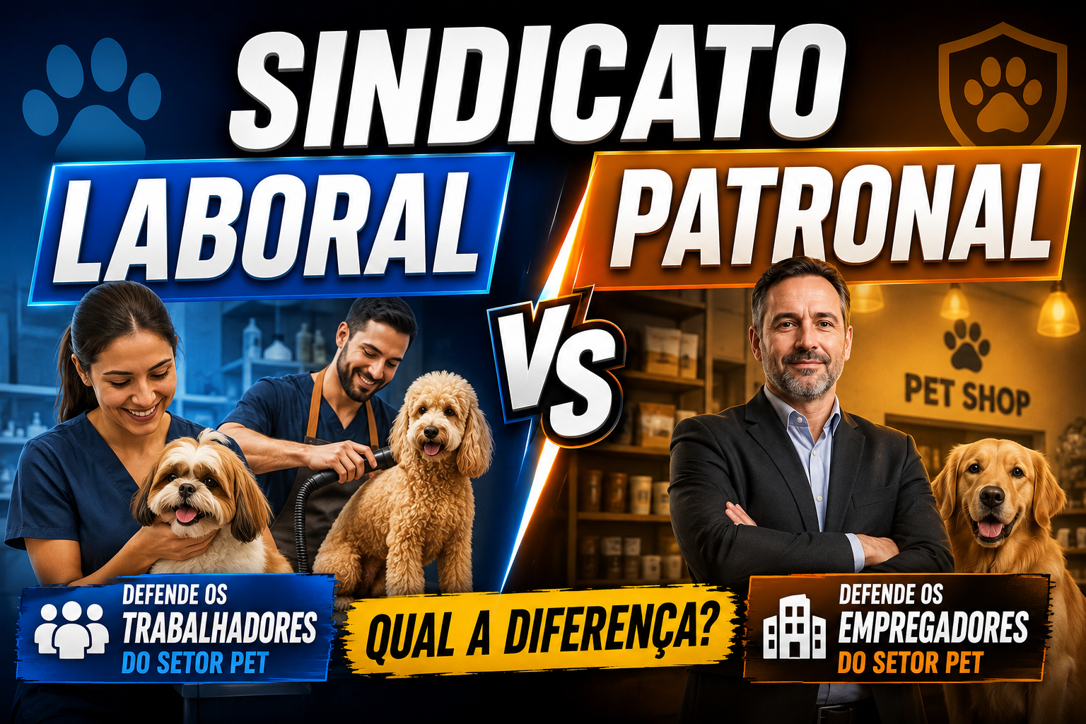 Orientação sobre diferença entre sindicato laboral e sindicato patronal no setor pet